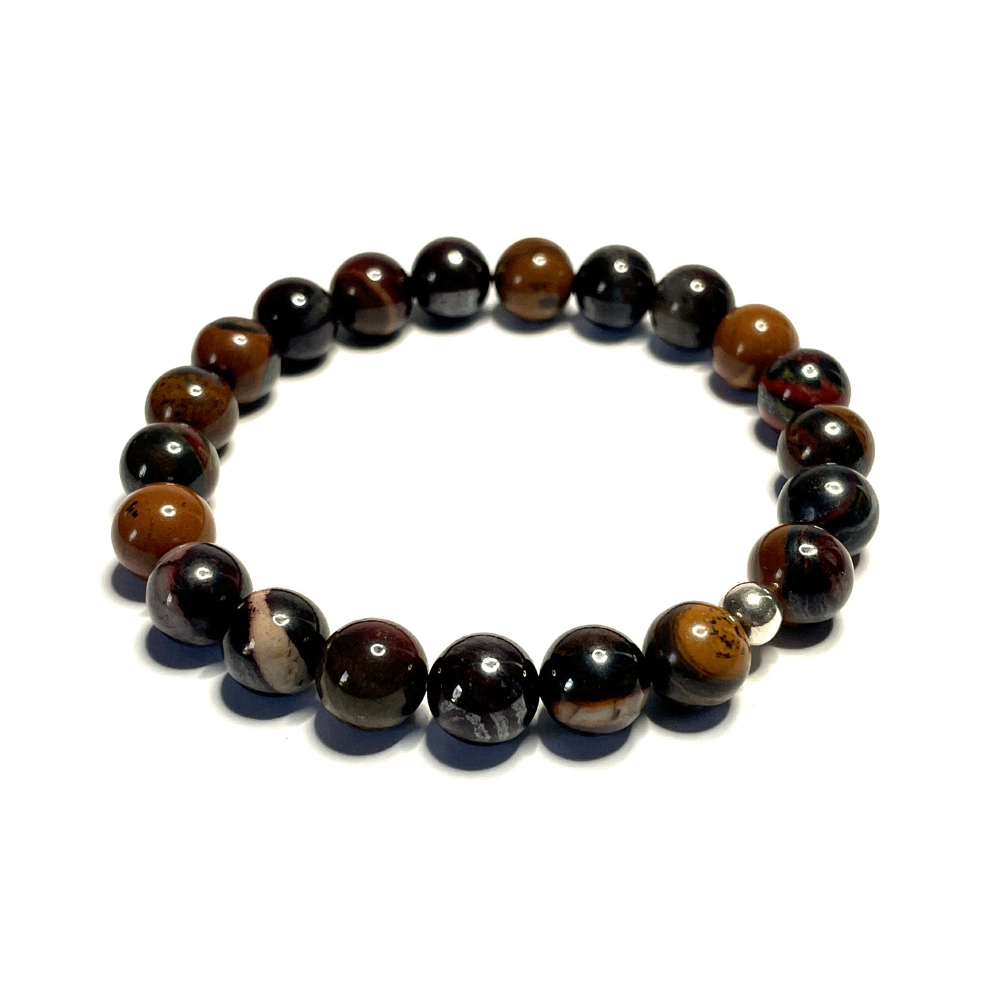 Red Iron Tiger Eye Beaded Stretch Bracelet