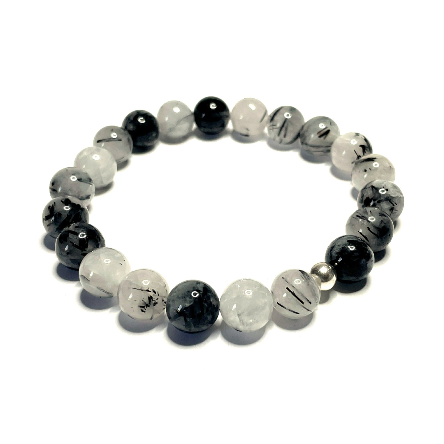 Tourmalinated Quartz Beaded Stretch Bracelet