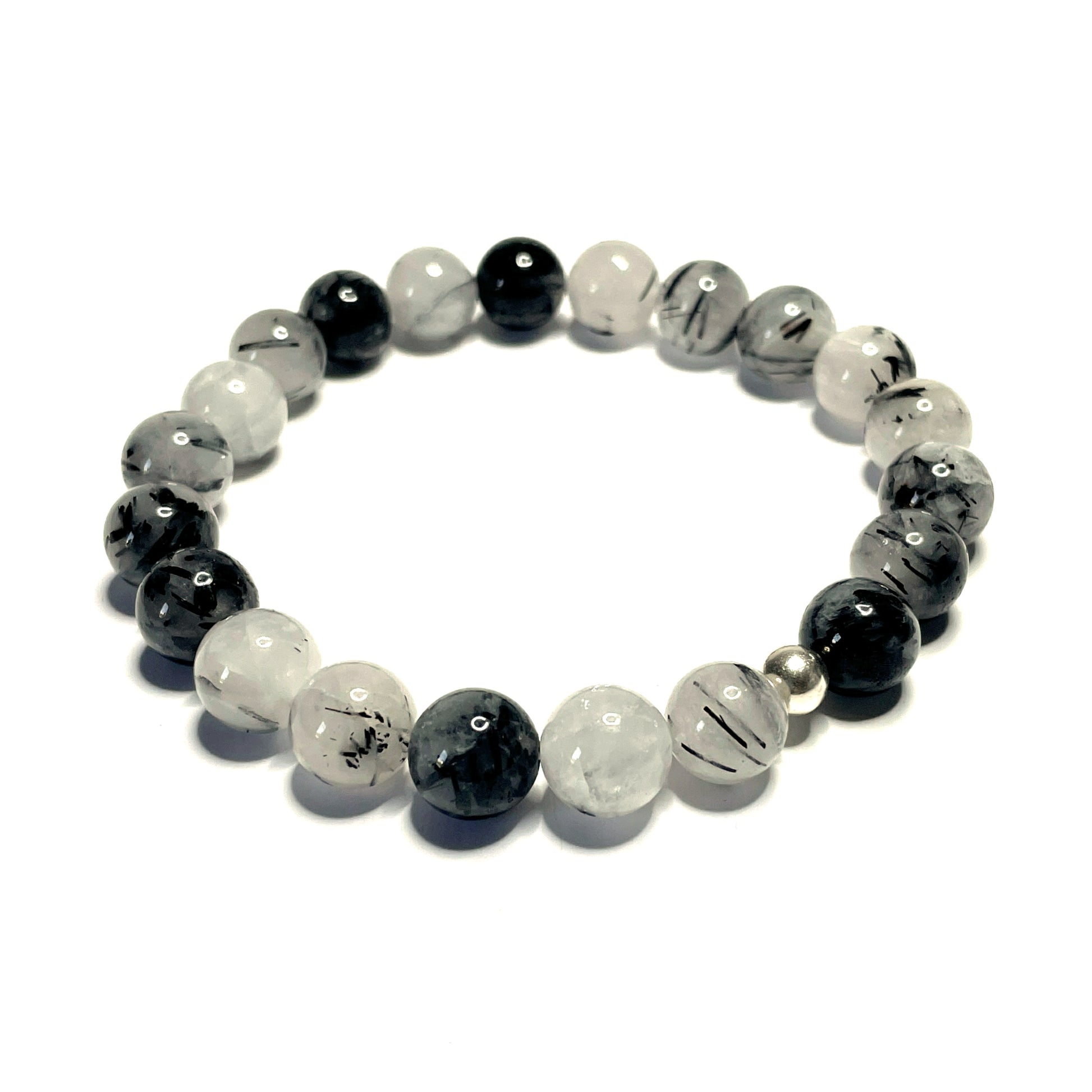 Tourmalinated Quartz Beaded Stretch Bracelet