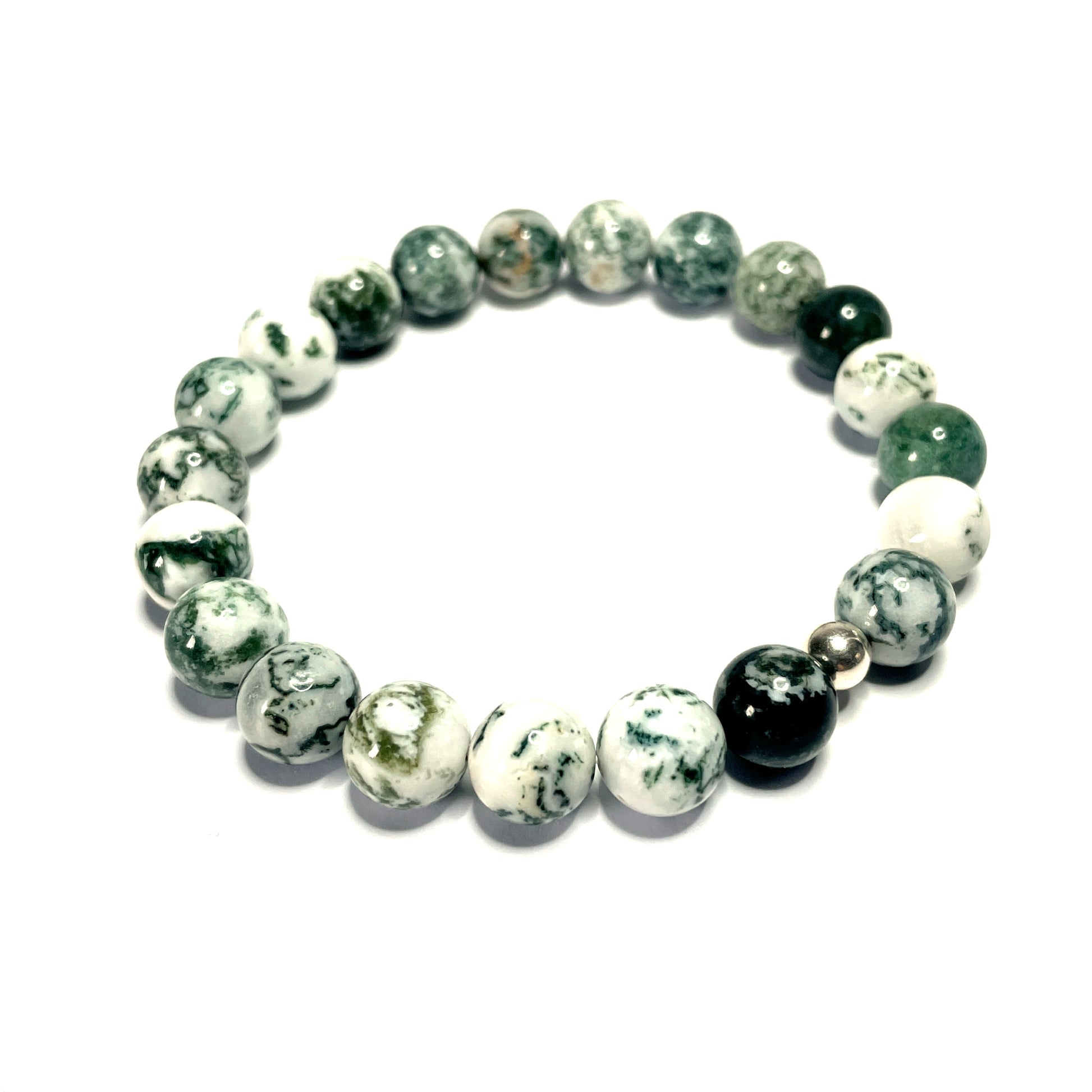 Tree Agate Beaded Stretch Bracelet