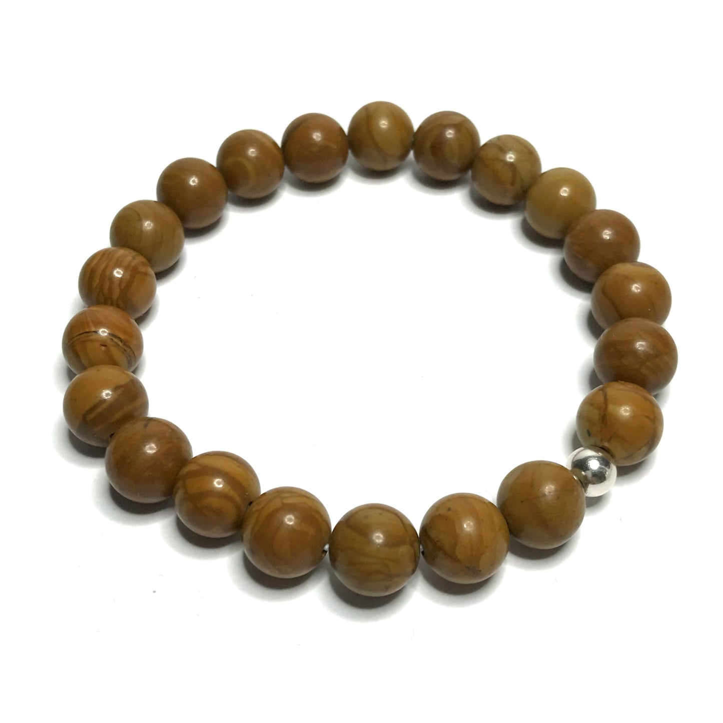 Wood Grain Jasper Beaded Stretch Bracelet