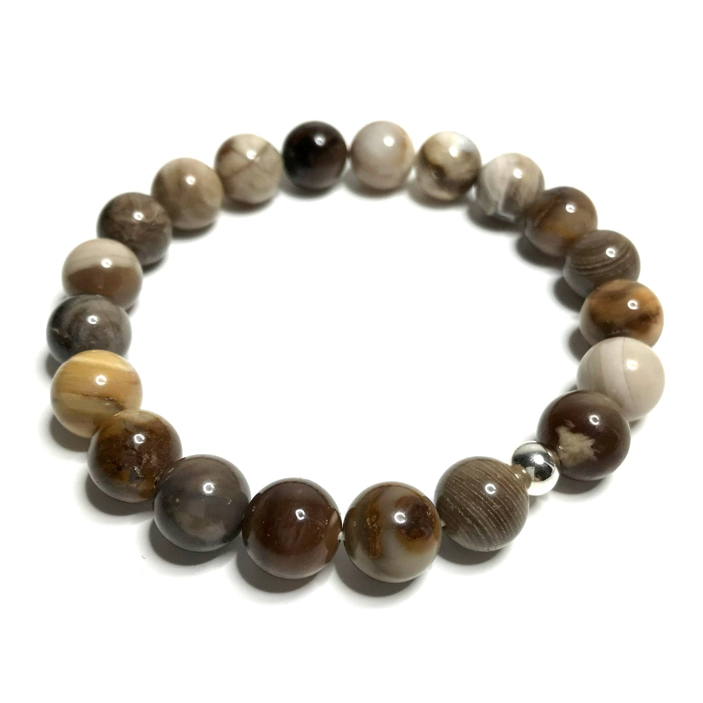 Wood Jasper Beaded Stretch Bracelet