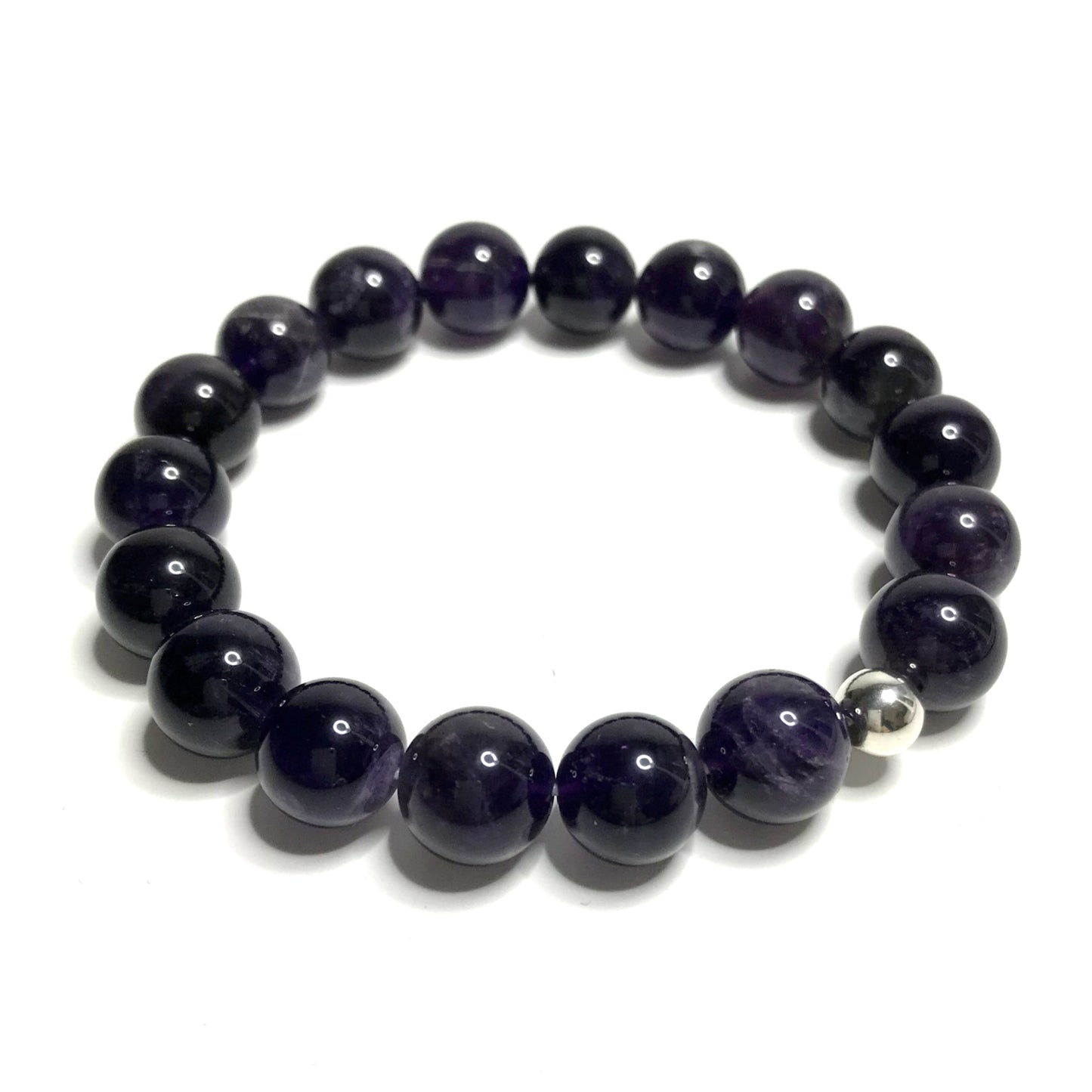 Amethyst beaded stretch bracelet