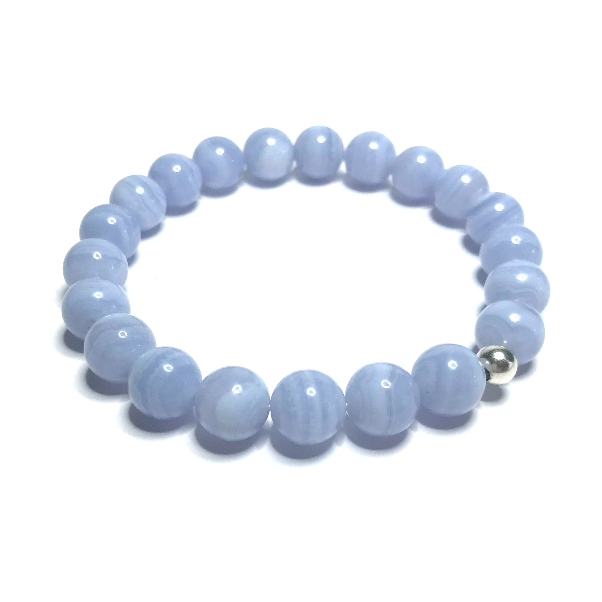 Blue lace agate beaded stretch bracelet