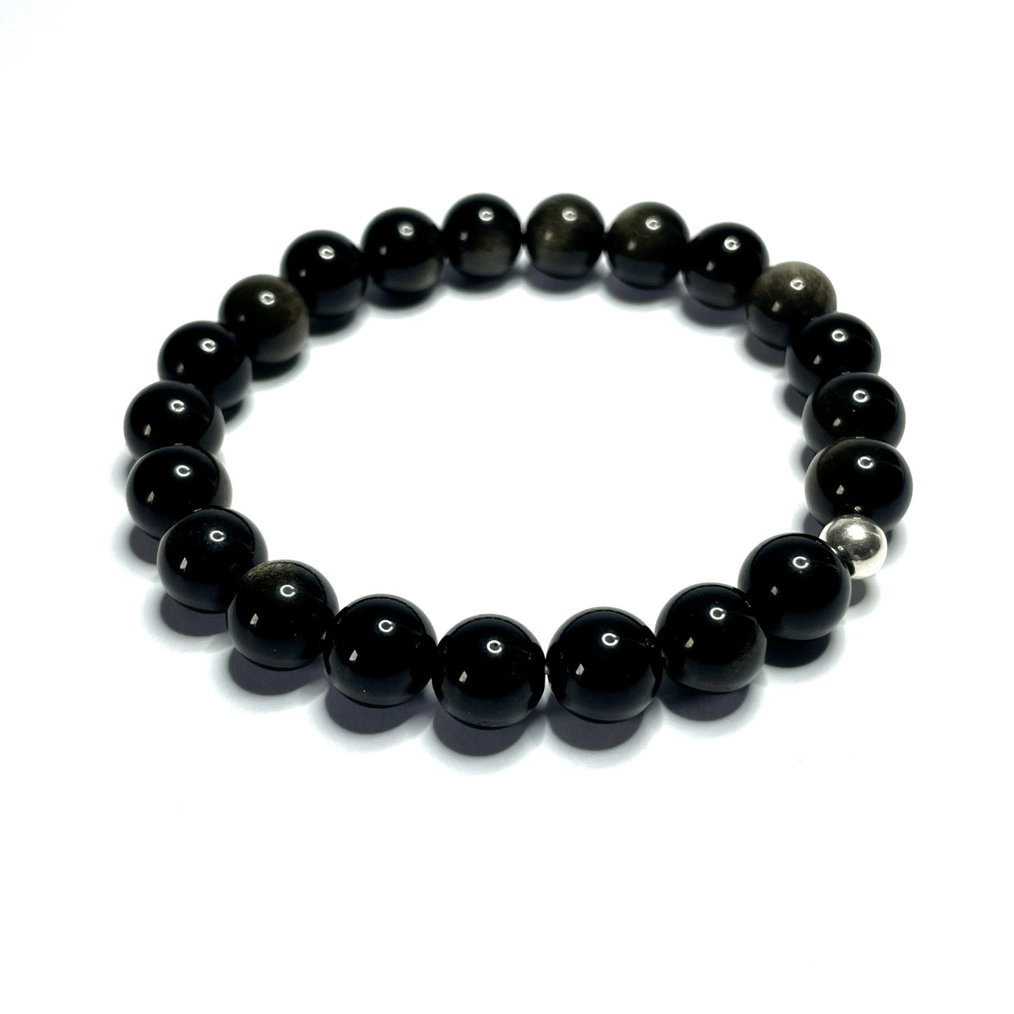 Golden sheen obsidian beaded stretch bracelet