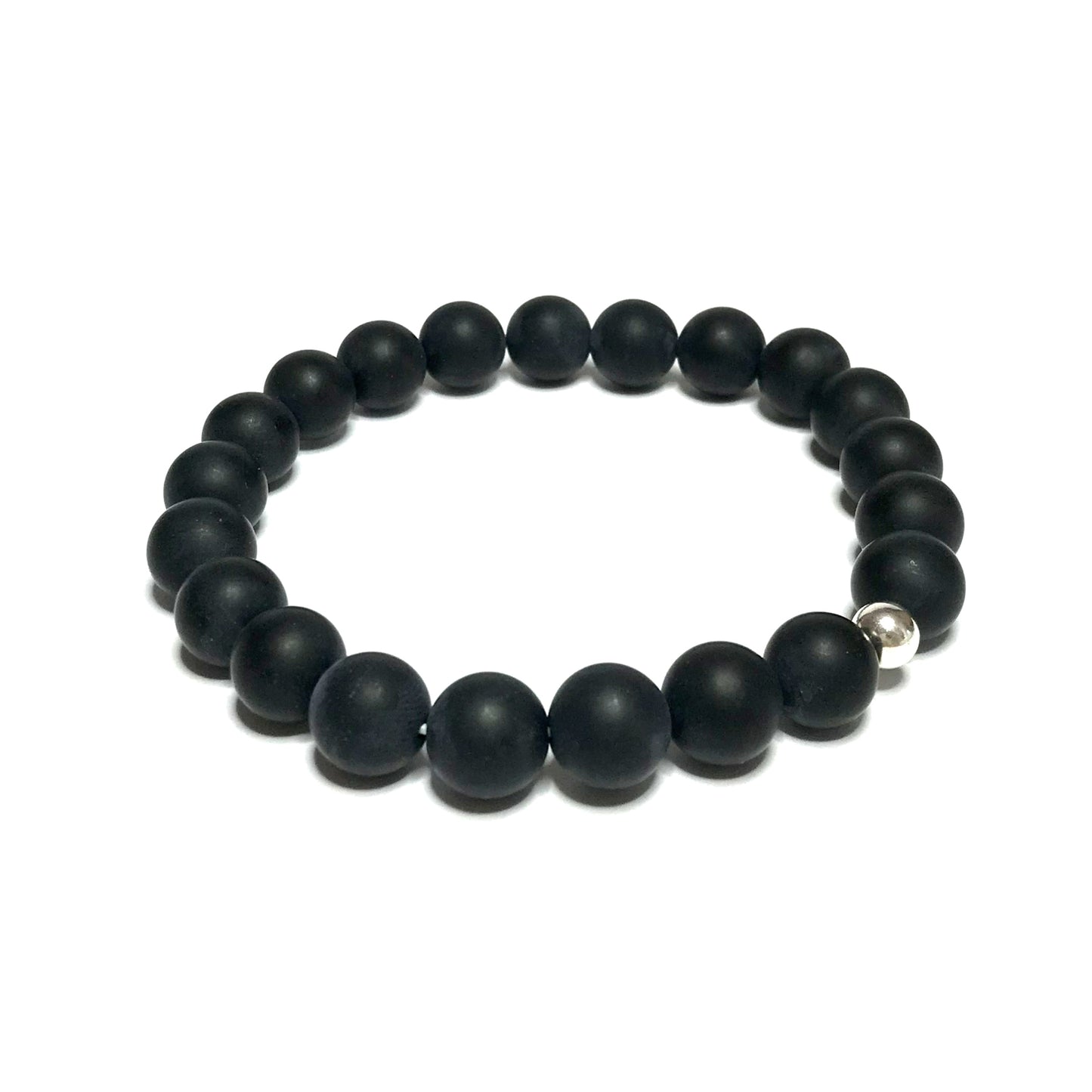 Matte Onyx Beaded Stretch Bracelet