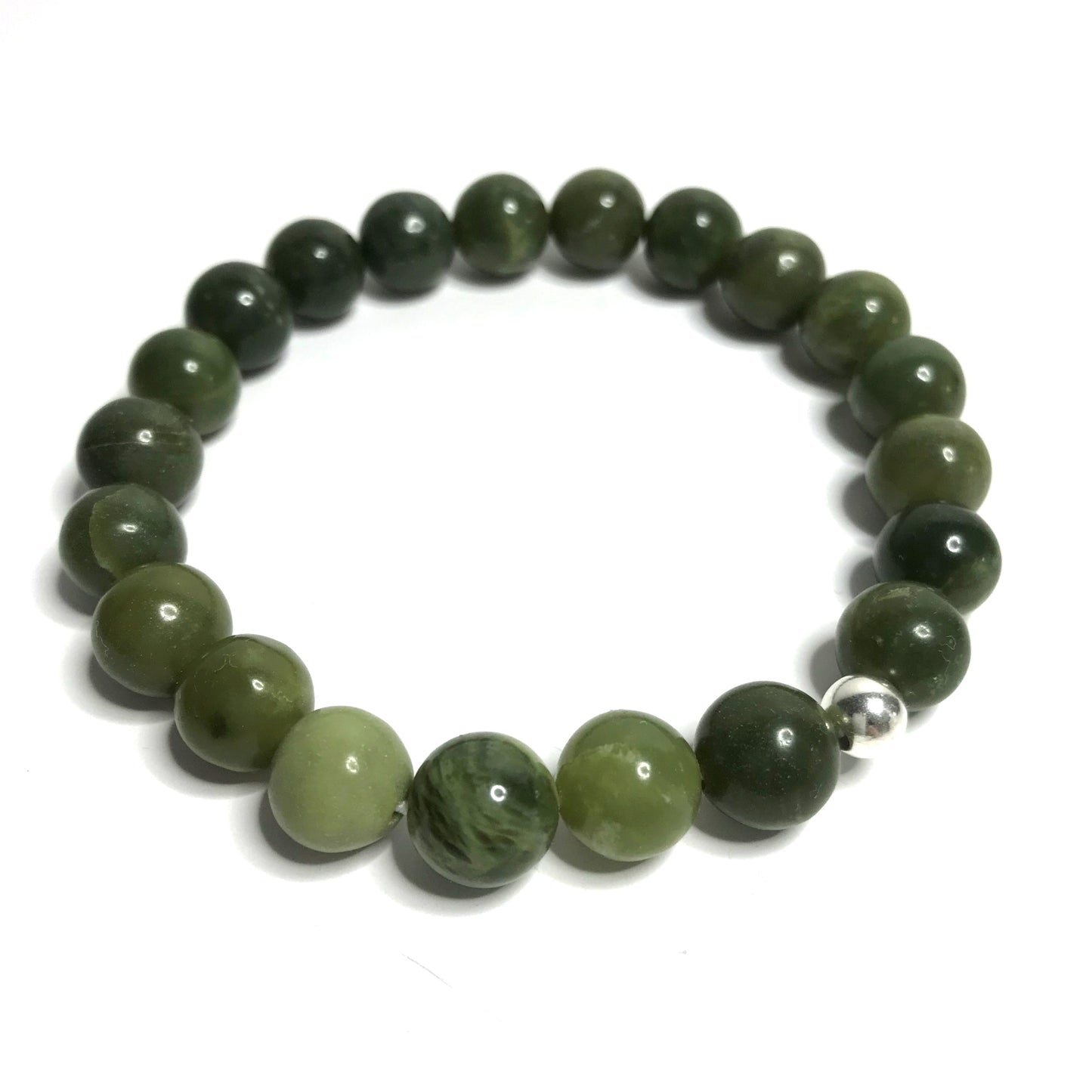 Nephrite Jade Beaded Stretch Bracelet