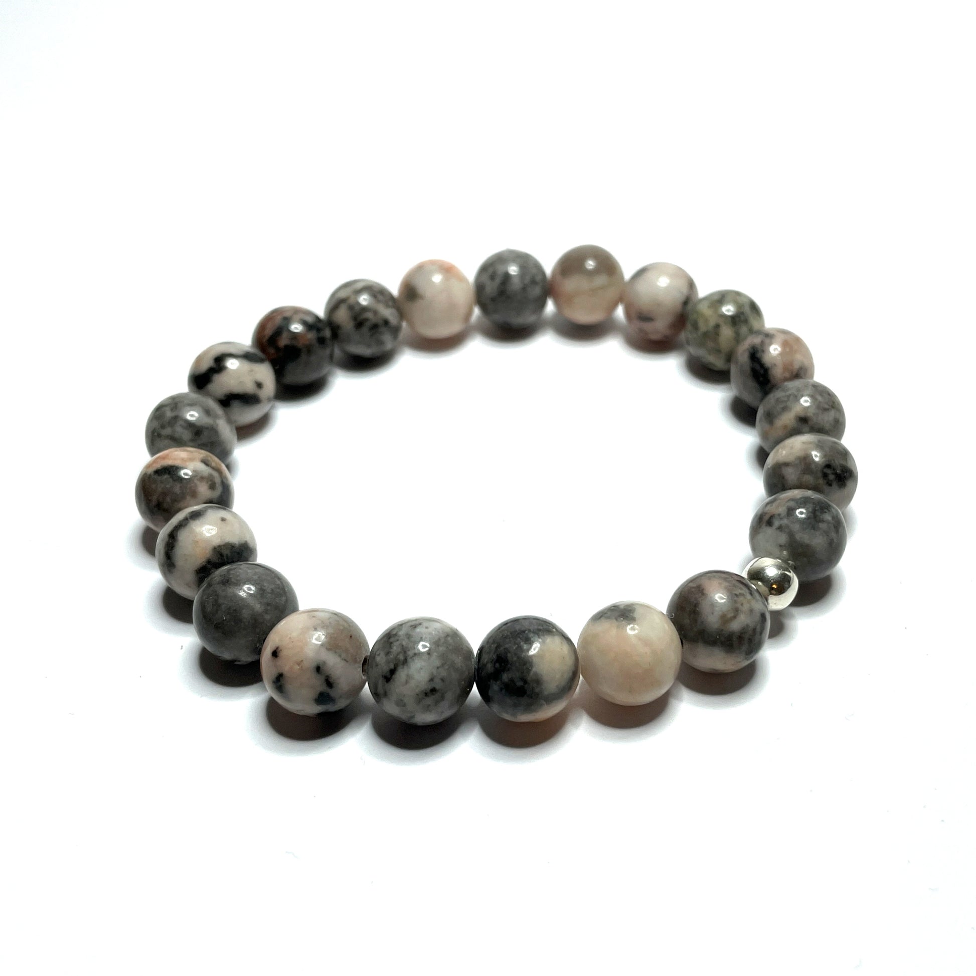 Pink Zebra Jasper Beaded Stretch  Bracelet