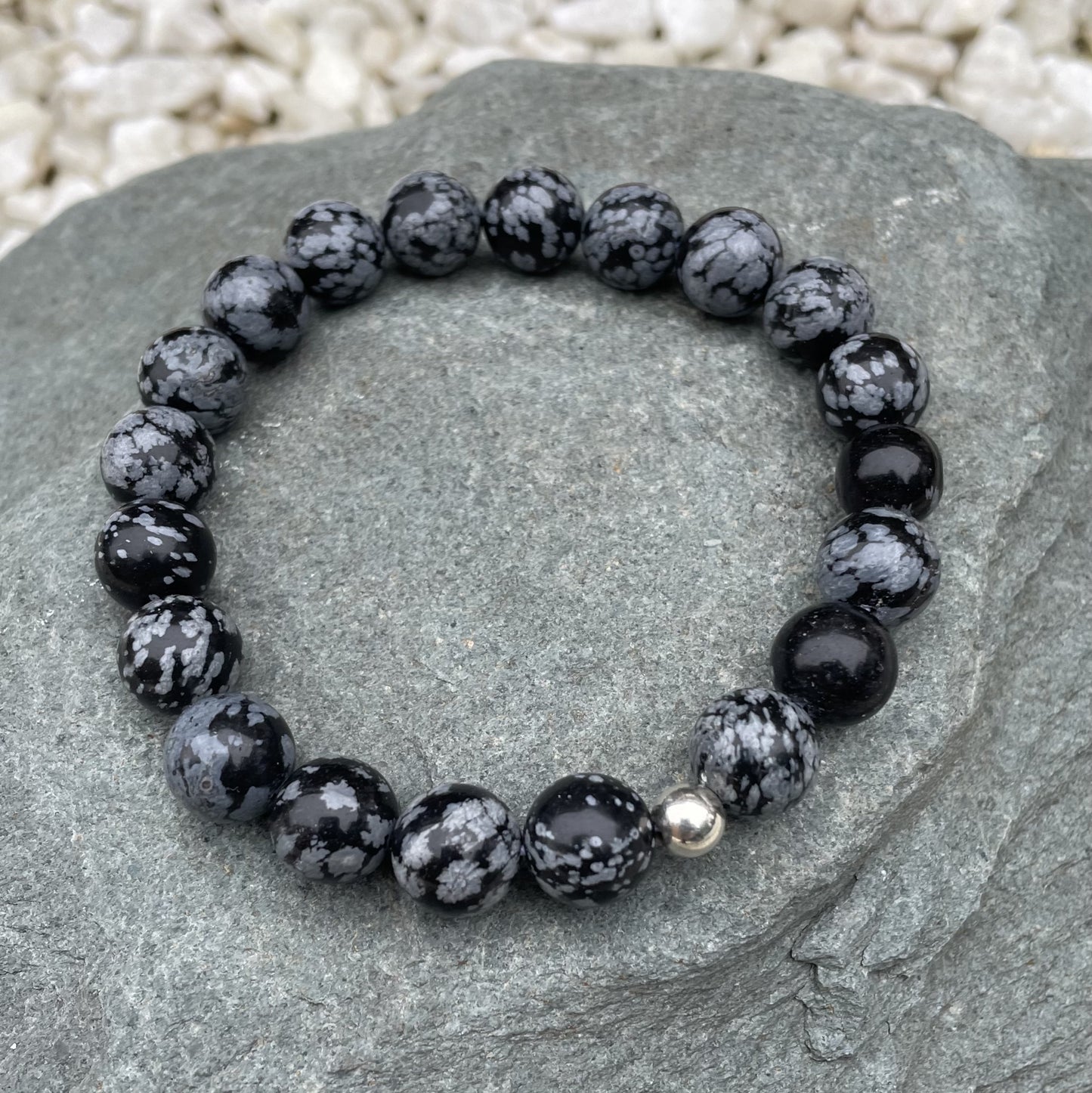 Snowflake obsidian crystal bracelet