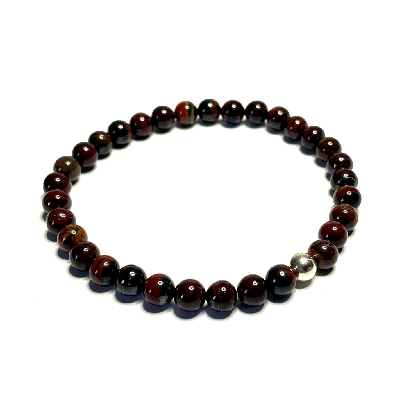 Red Iron Tiger Eye Bead Bracelet