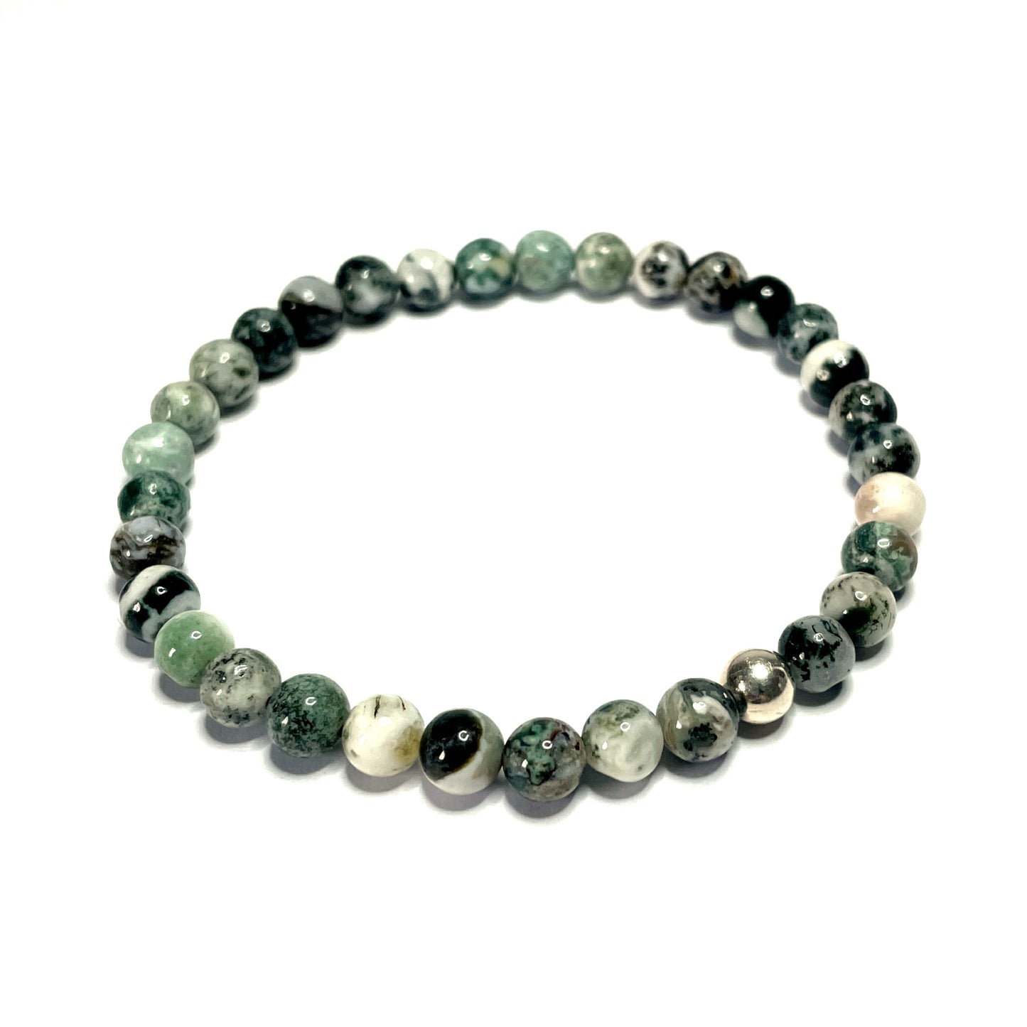 Tree Agate Bead Bracelet