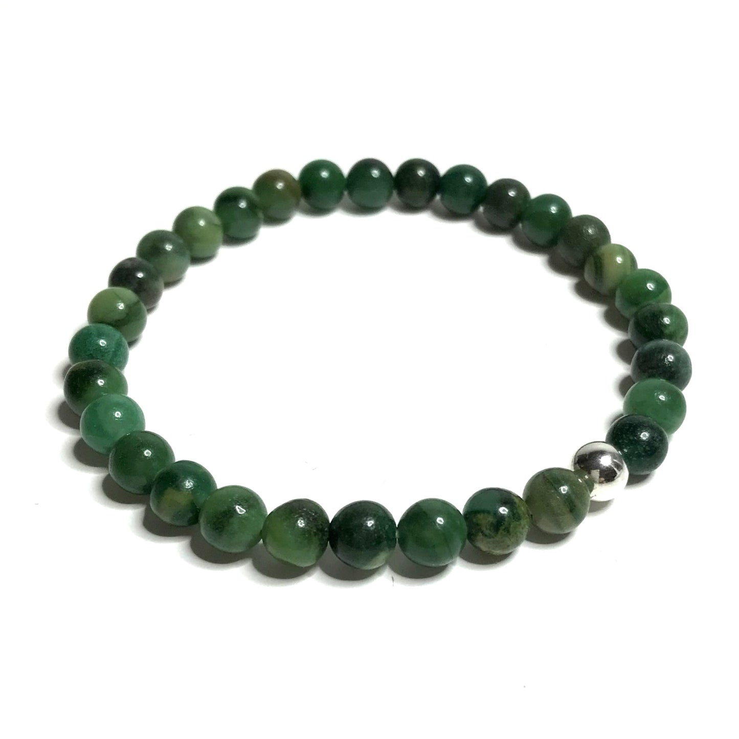 African Jade beaded stretch bracelet.