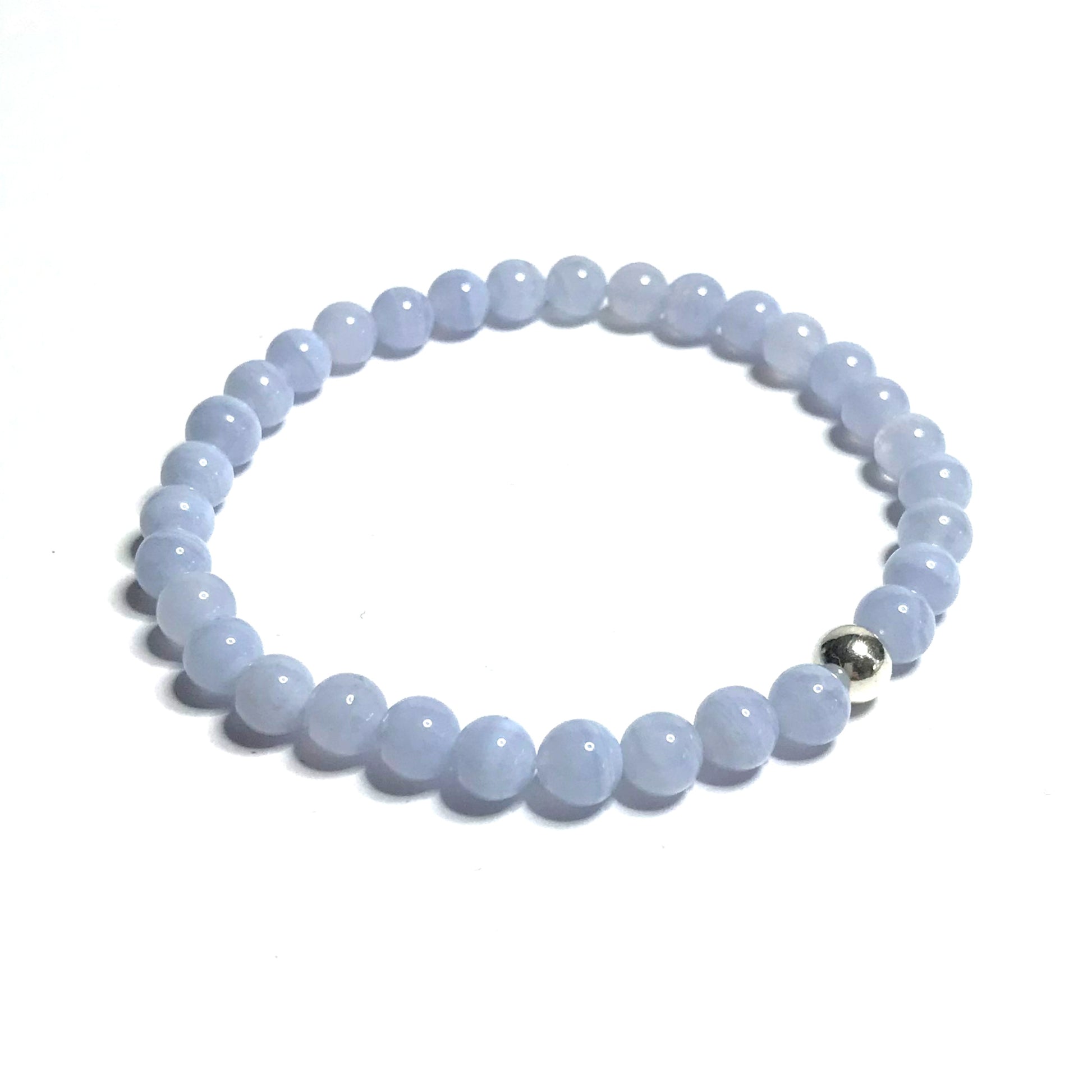 blue lace agate bead bracelet