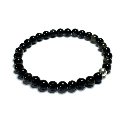 6mm Golden Sheen Obsidian Bracelet