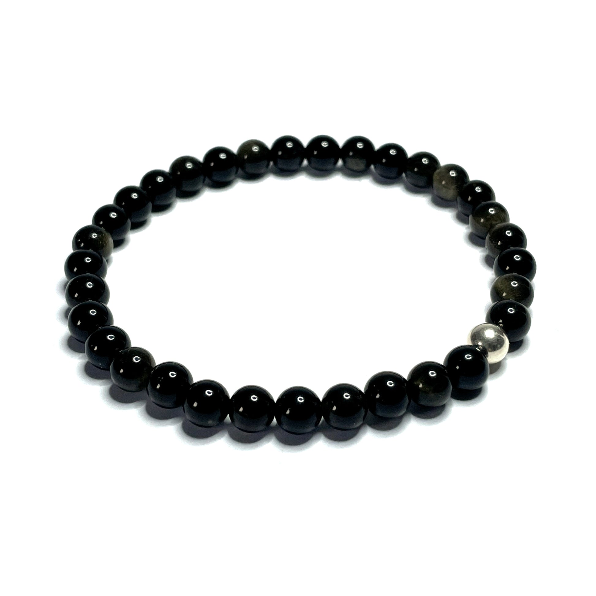 Golden sheen obsidian bead bracelet