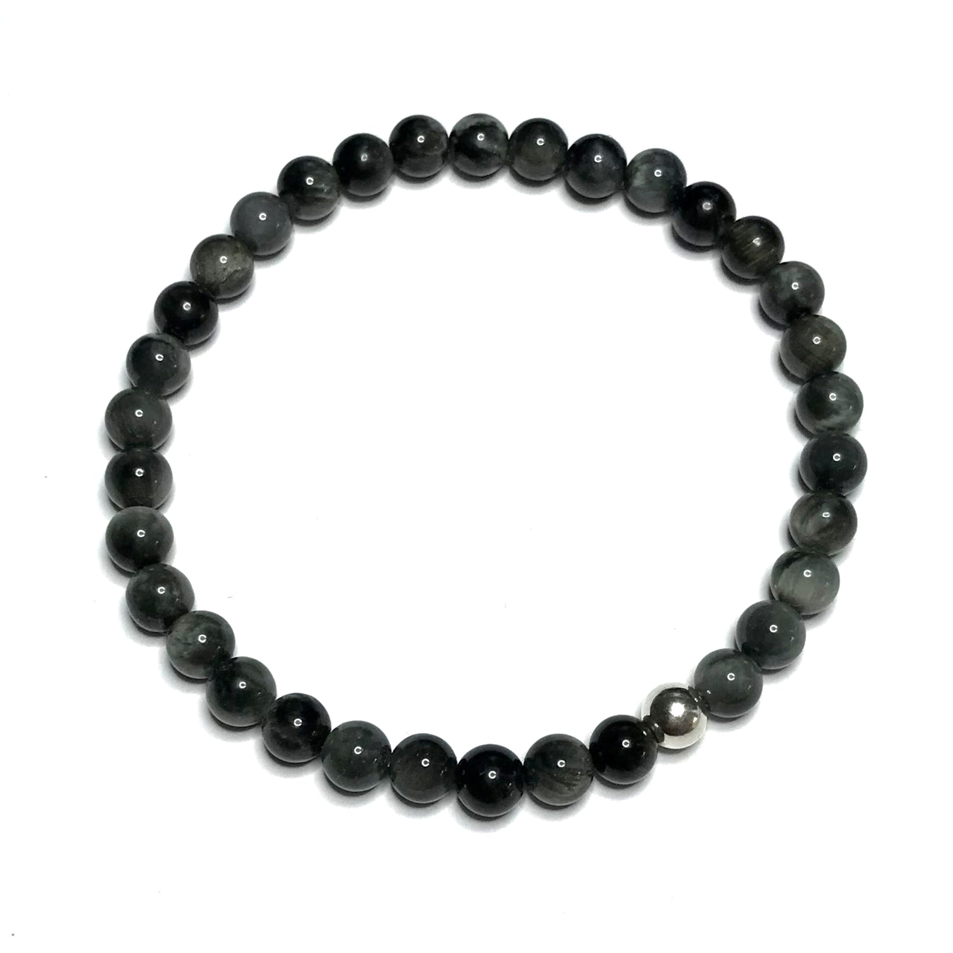 6mm hawk's eye gemstone bracelet