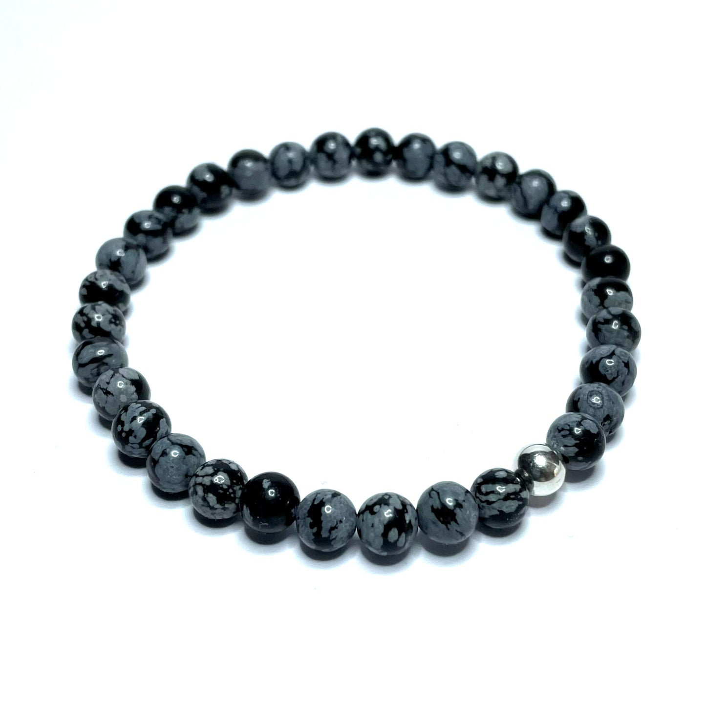 Snowflake Obsidian Bead Bracelet