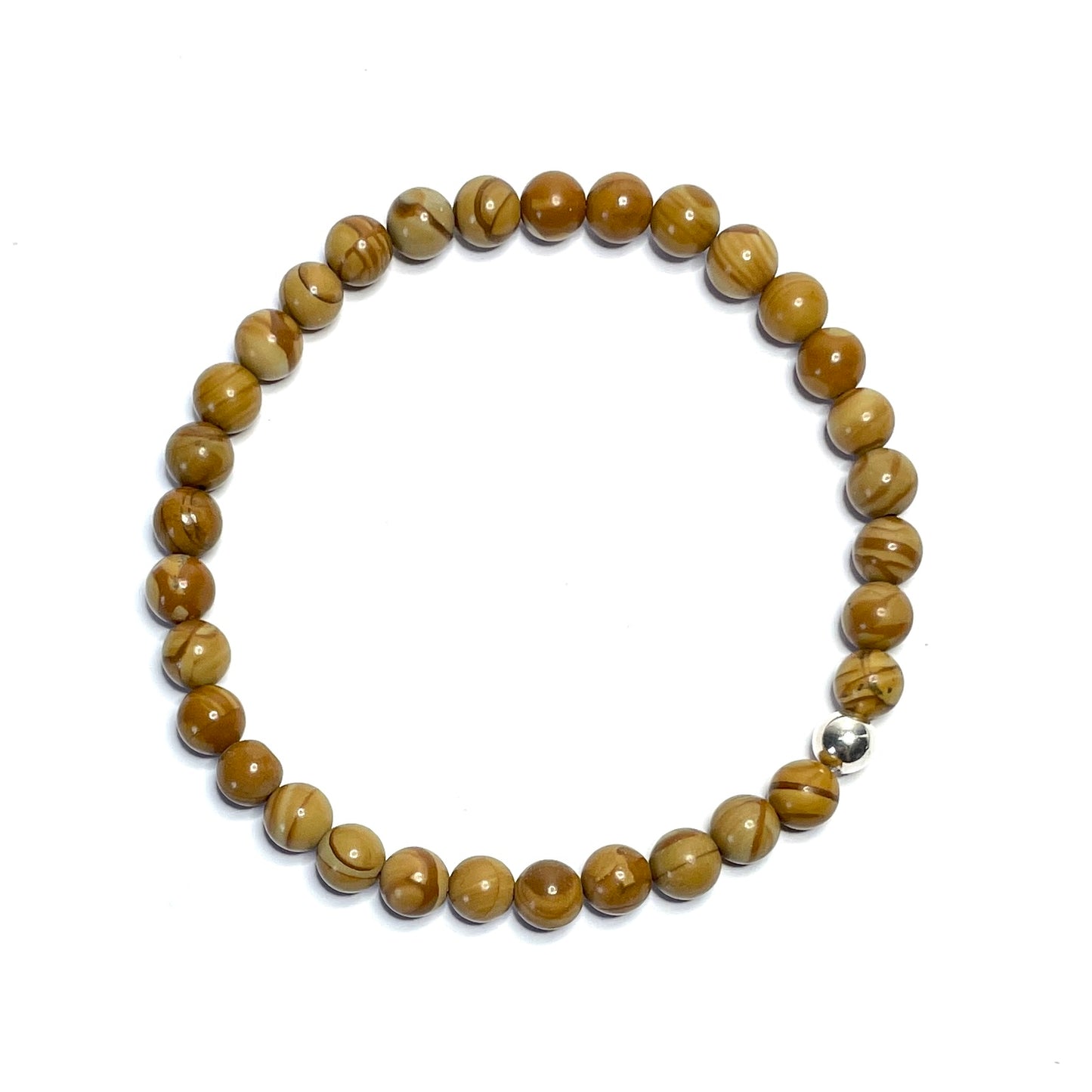 Wood grain jasper beaded bracelet