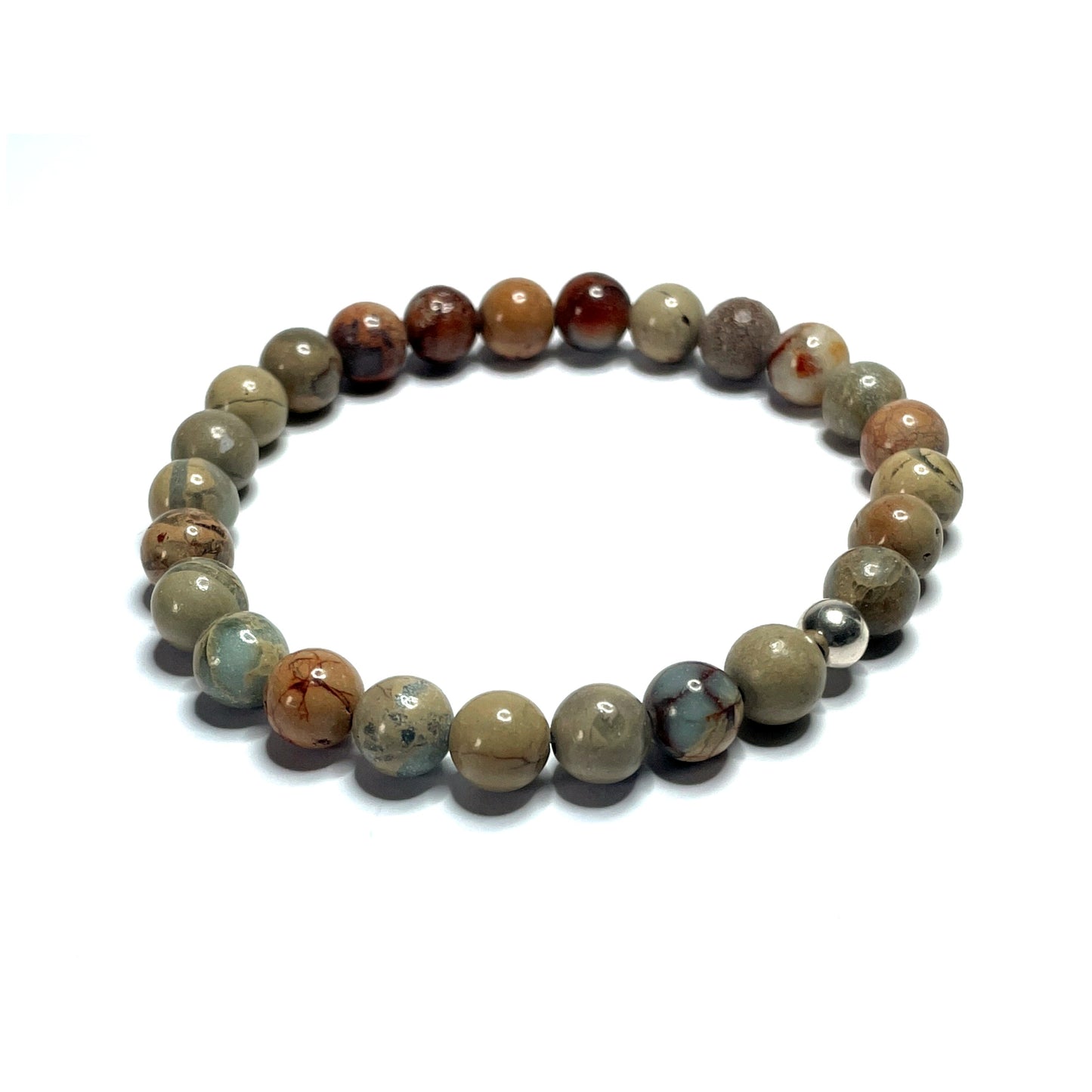 Impression Jasper Bracelet with sterling silver bead