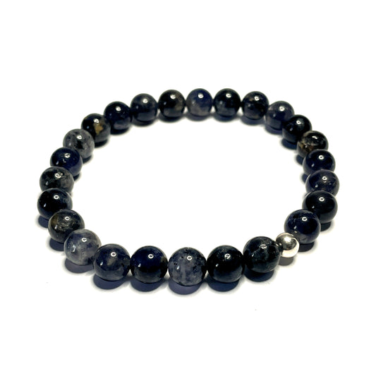 Iolite Bracelet with sterling silver bead