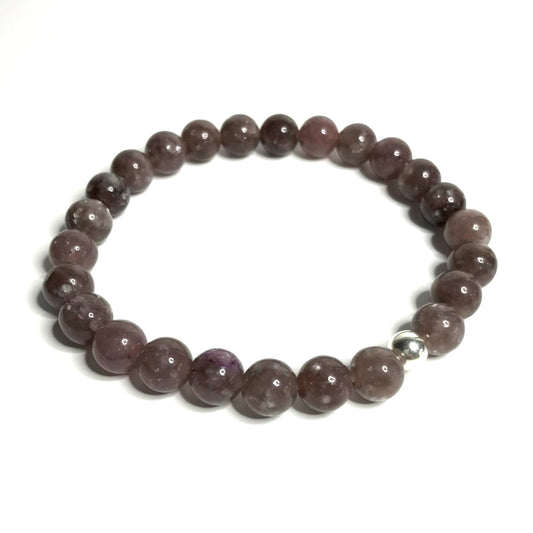 Lepidolite Bracelet with sterling silver bead