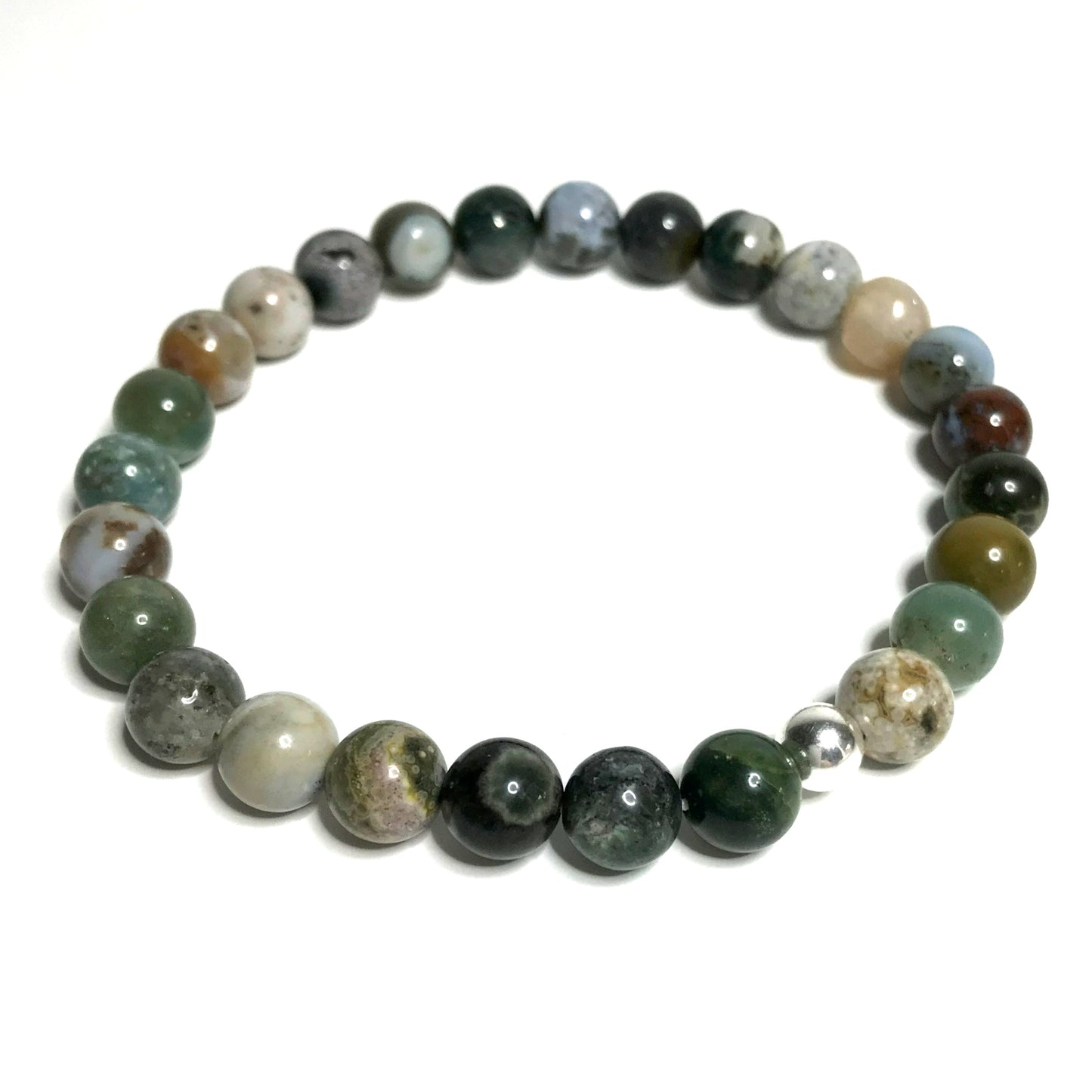 Ocean Jasper Bracelet with sterling silver bead