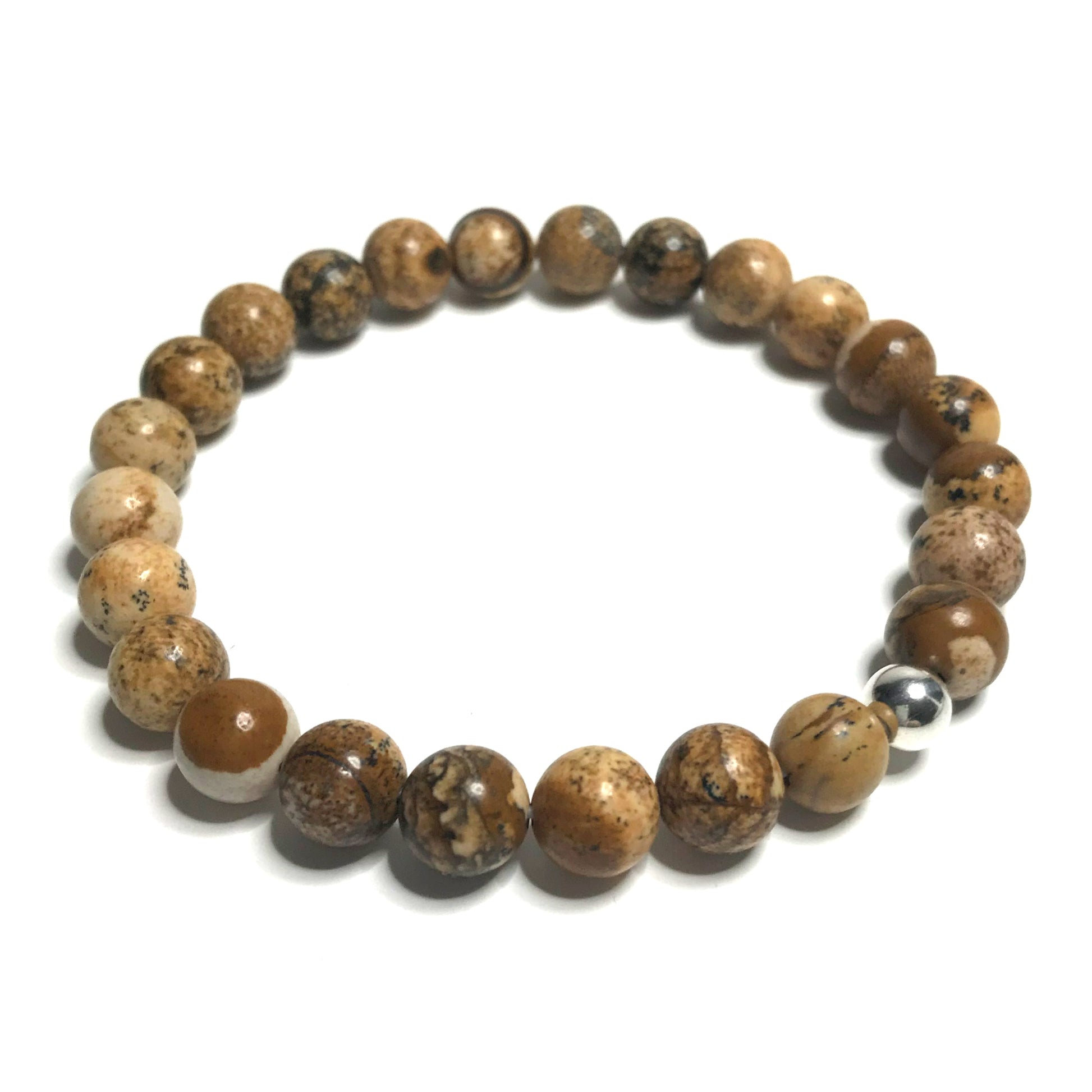 Picture Jasper Bracelet with sterling silver bead