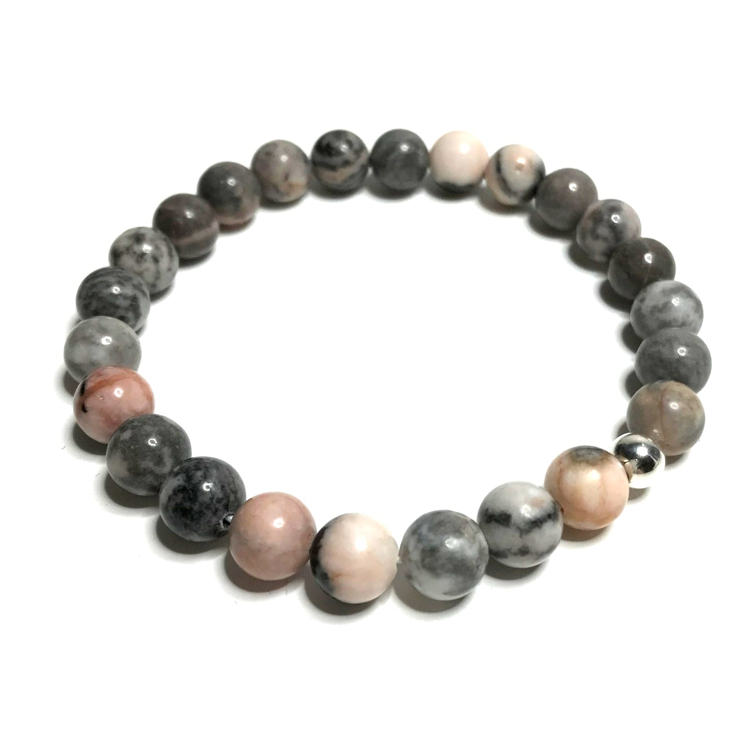 Porcelain Jasper Bracelet with sterling silver bead