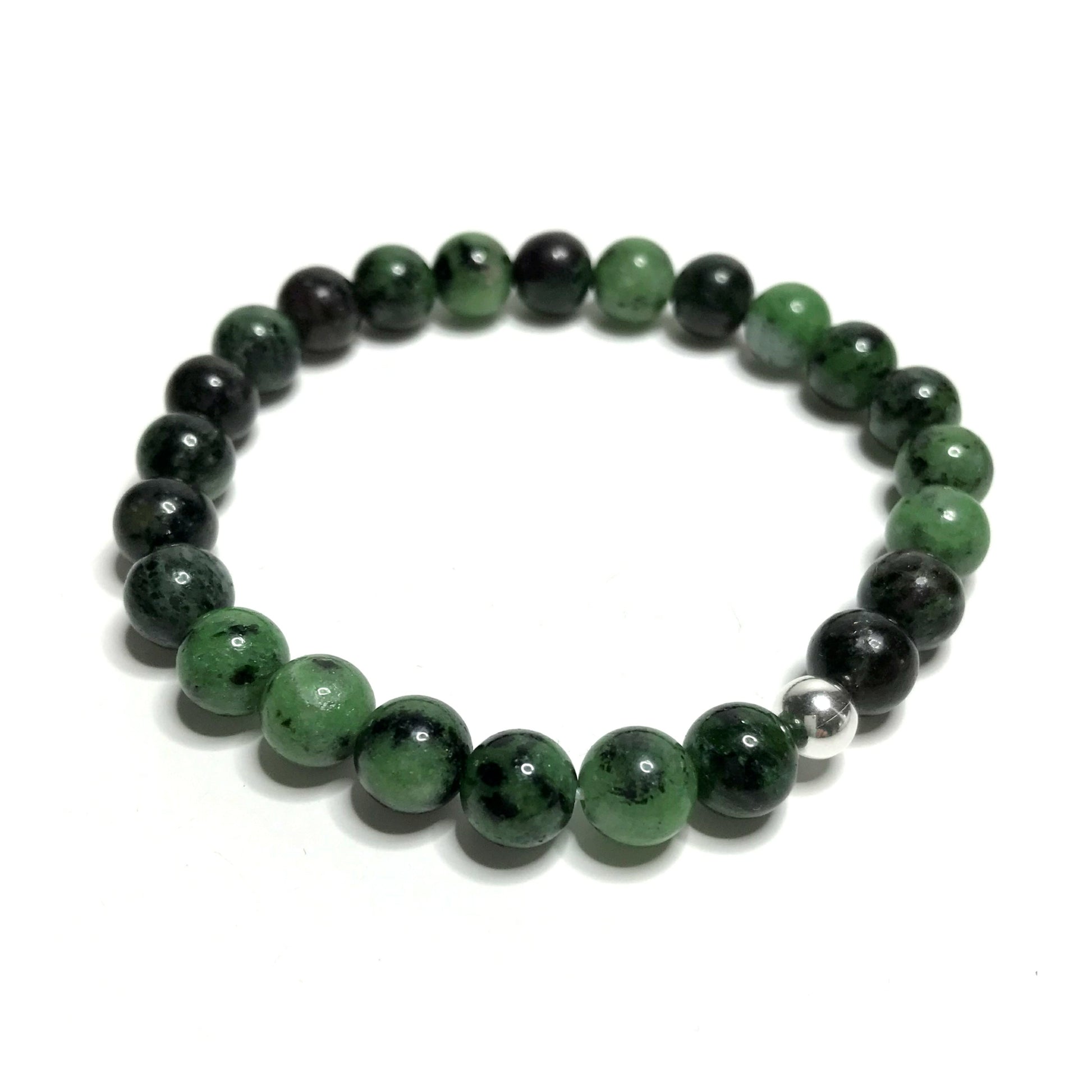 Ruby Zoisite Bracelet with sterling silver bead