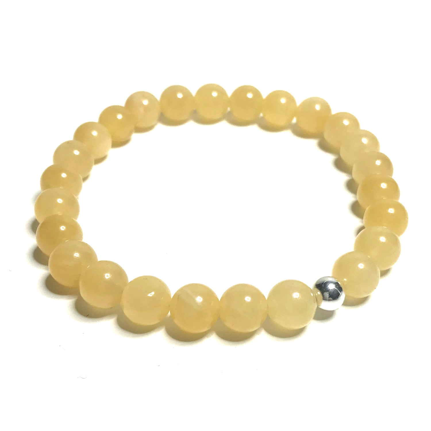 Yellow Calcite Bracelet with sterling silver bead