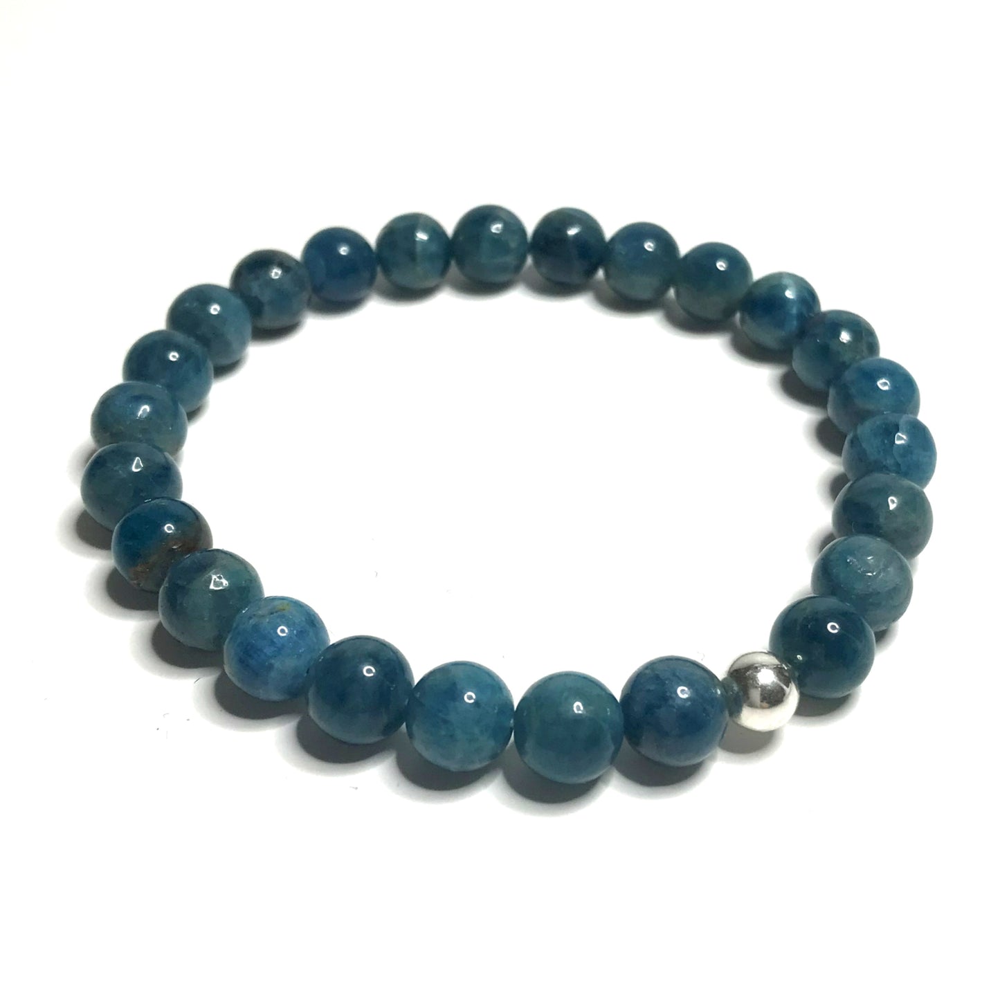 Apatite bracelet with sterling silver bead