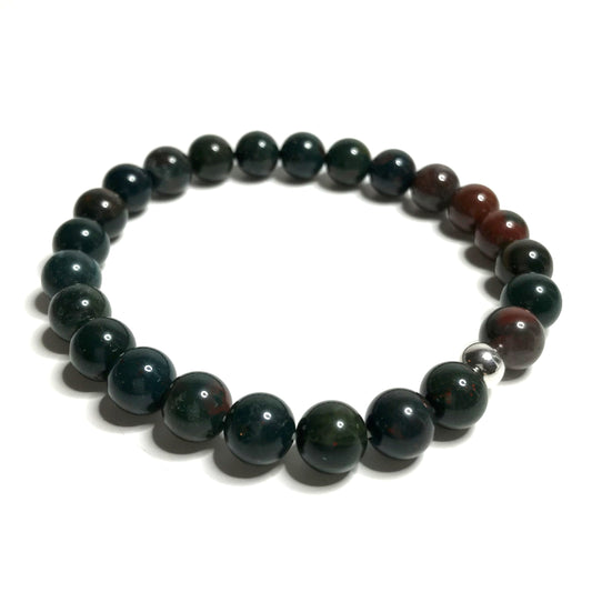 Bloodstone bracelet with sterling silver bead