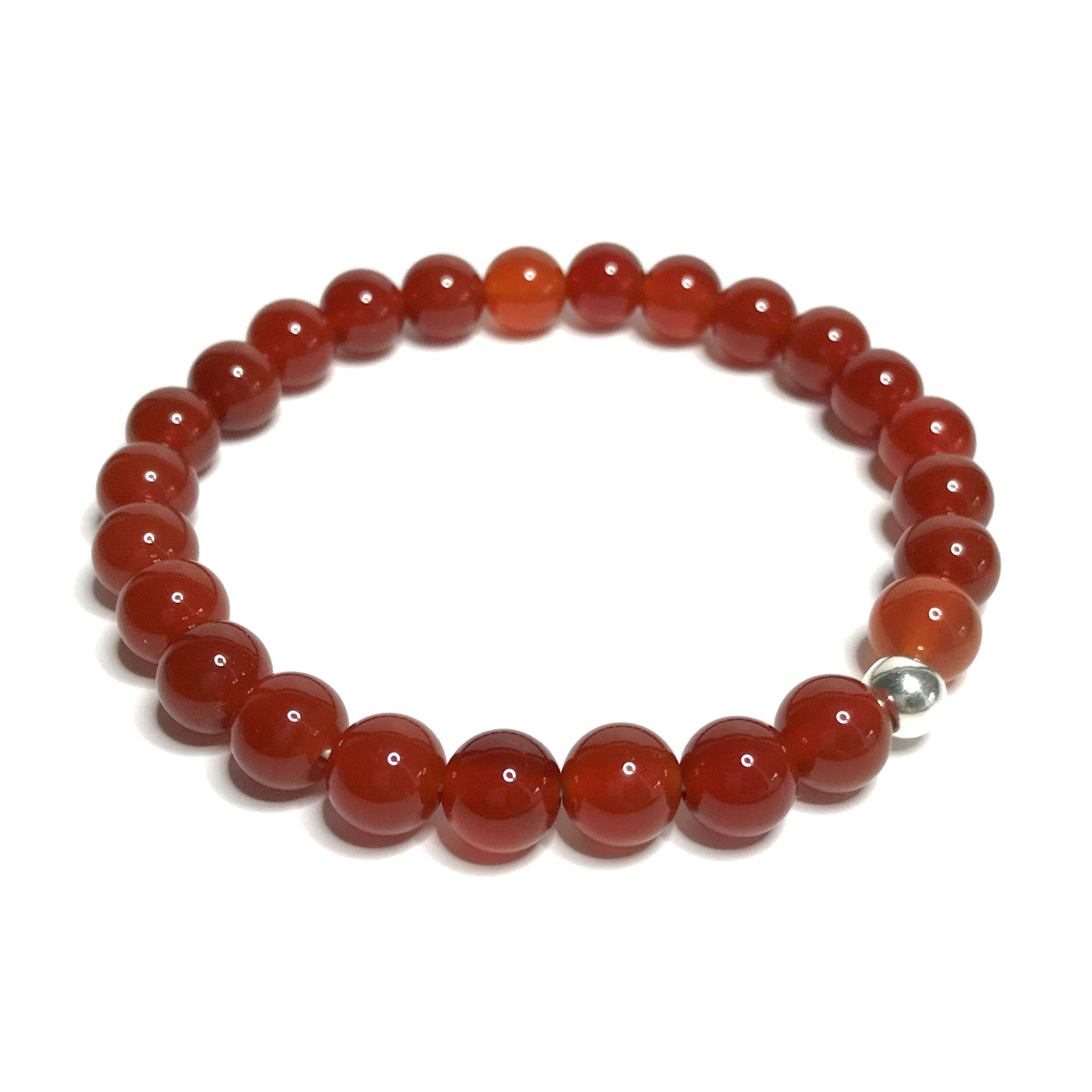 Carnelian bracelet with sterling silver bead