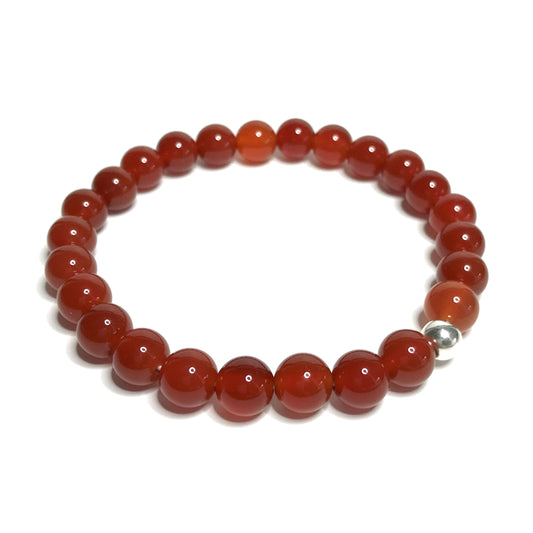 Carnelian bracelet with sterling silver bead