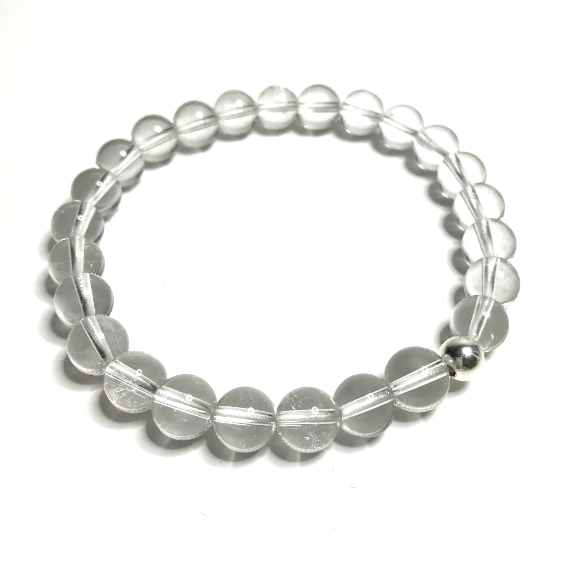 Clear quartz bracelet with sterling silver bead