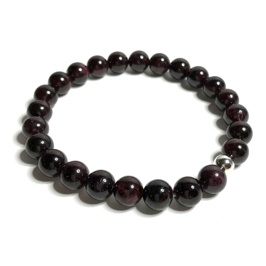 Garnet bracelet with sterling silver bead