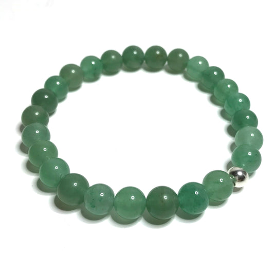 Green Aventurine Bracelet with sterling silver bead