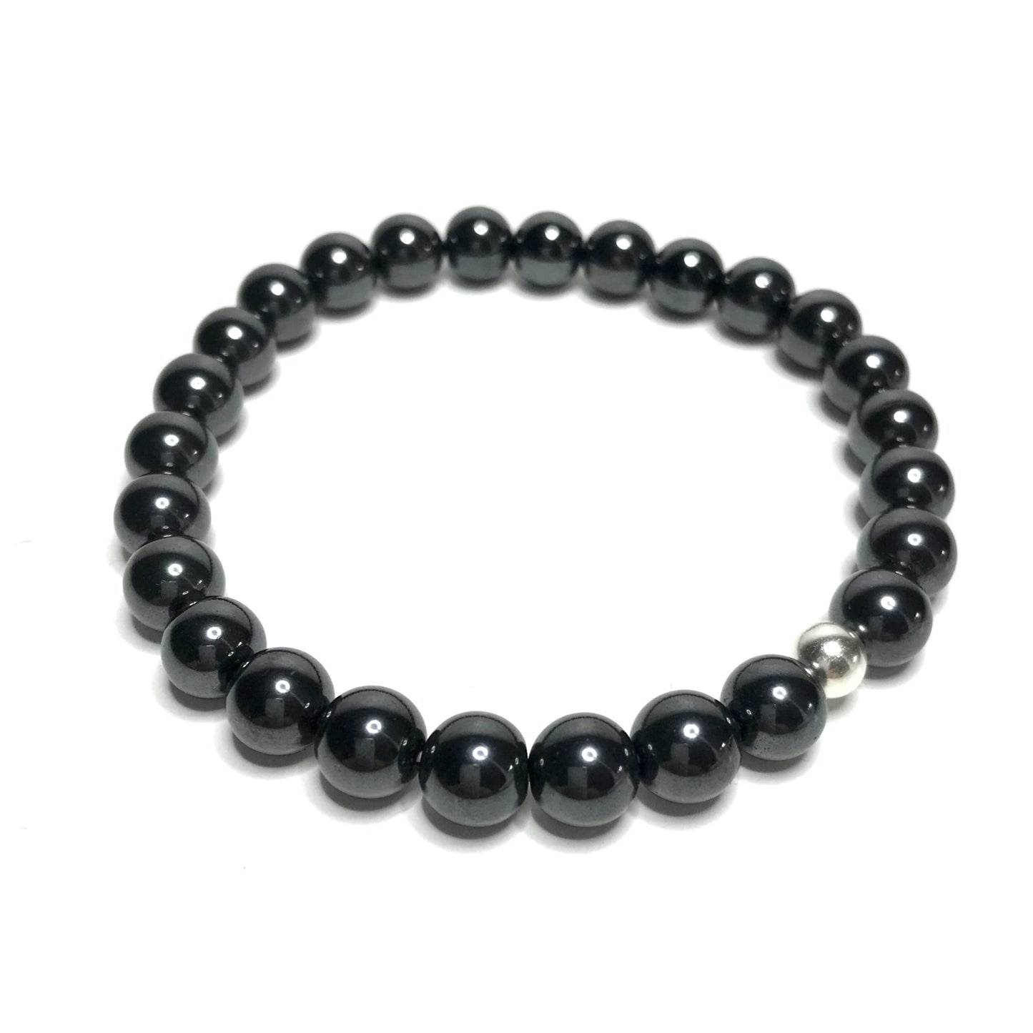 Hematite Bracelet with sterling silver bead