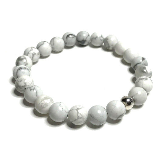 Howlite Bracelet with sterling silver bead