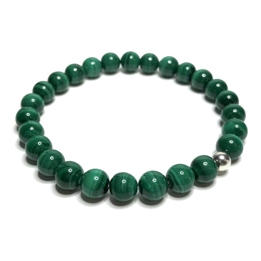 Malachite Bracelet with sterling silver bead