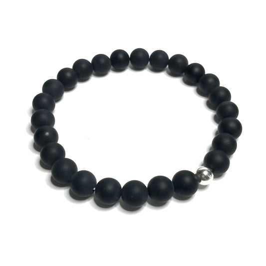 Matte Onyx Bracelet with sterling silver bead