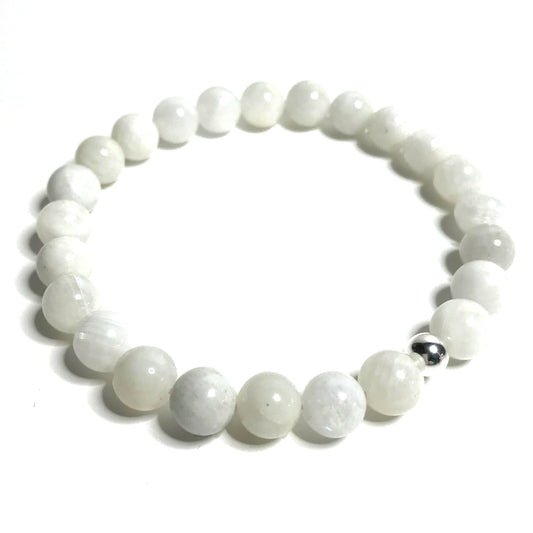 Rainbow Moonstone Bracelet with sterling silver bead