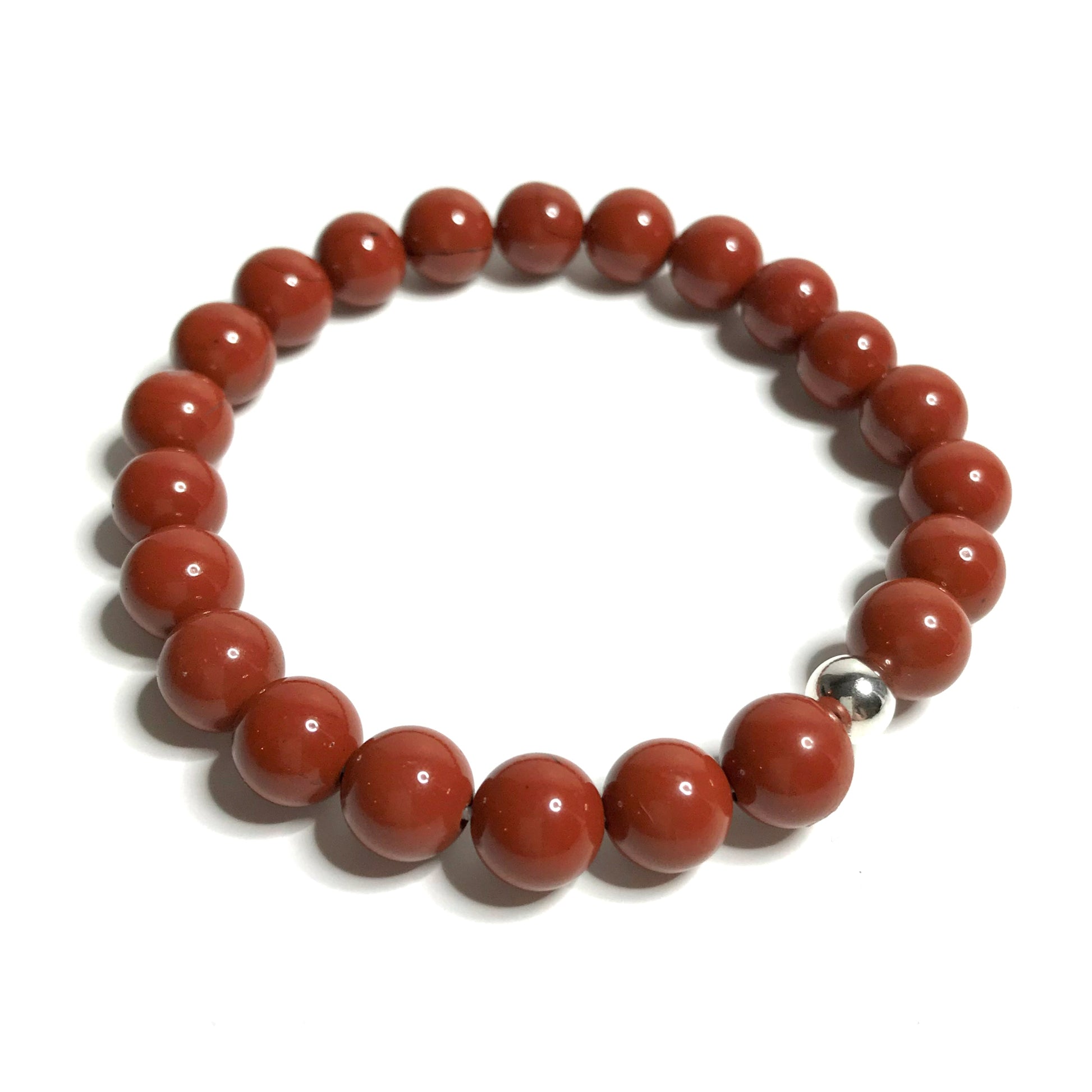 Red Jasper Bracelet with sterling silver bead