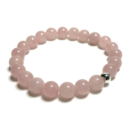 Rose Quartz Bracelet with sterling silver bead