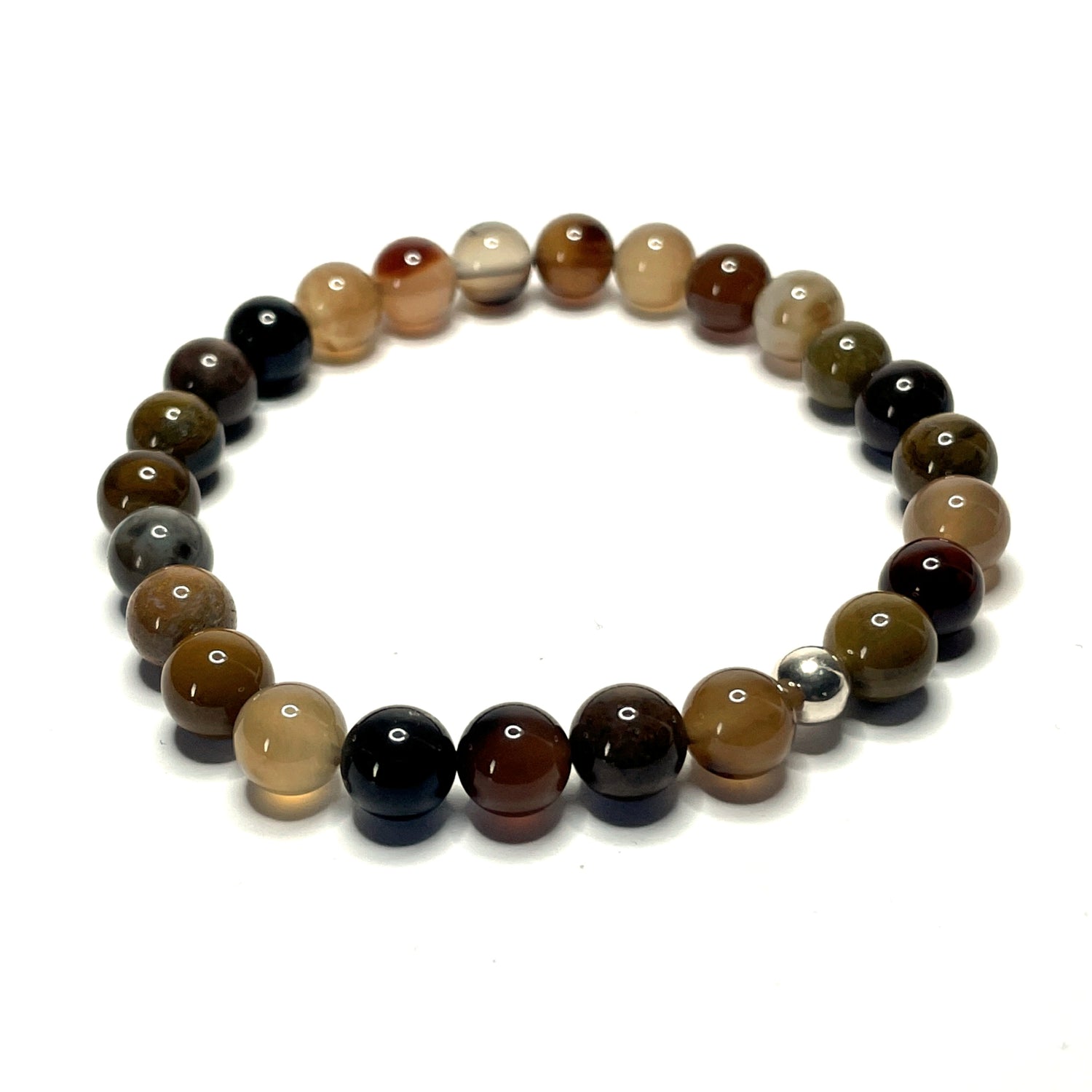 Wood Jasper Bracelet with sterling silver bead