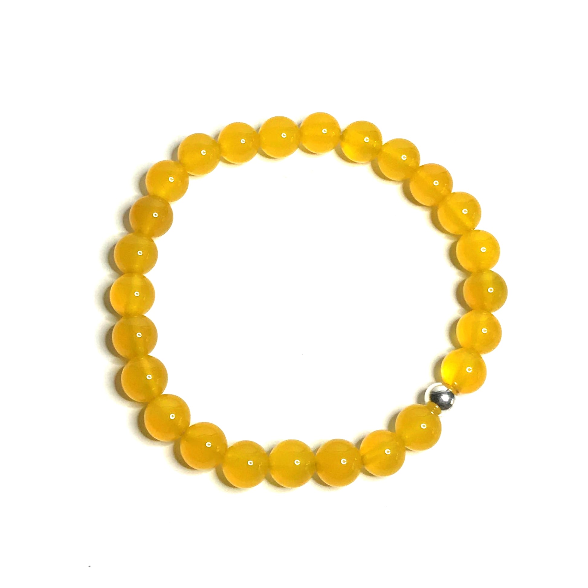Yellow agate beaded stretch bracelet