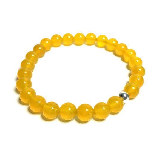 Yellow Agate Bracelet with sterling silver bead