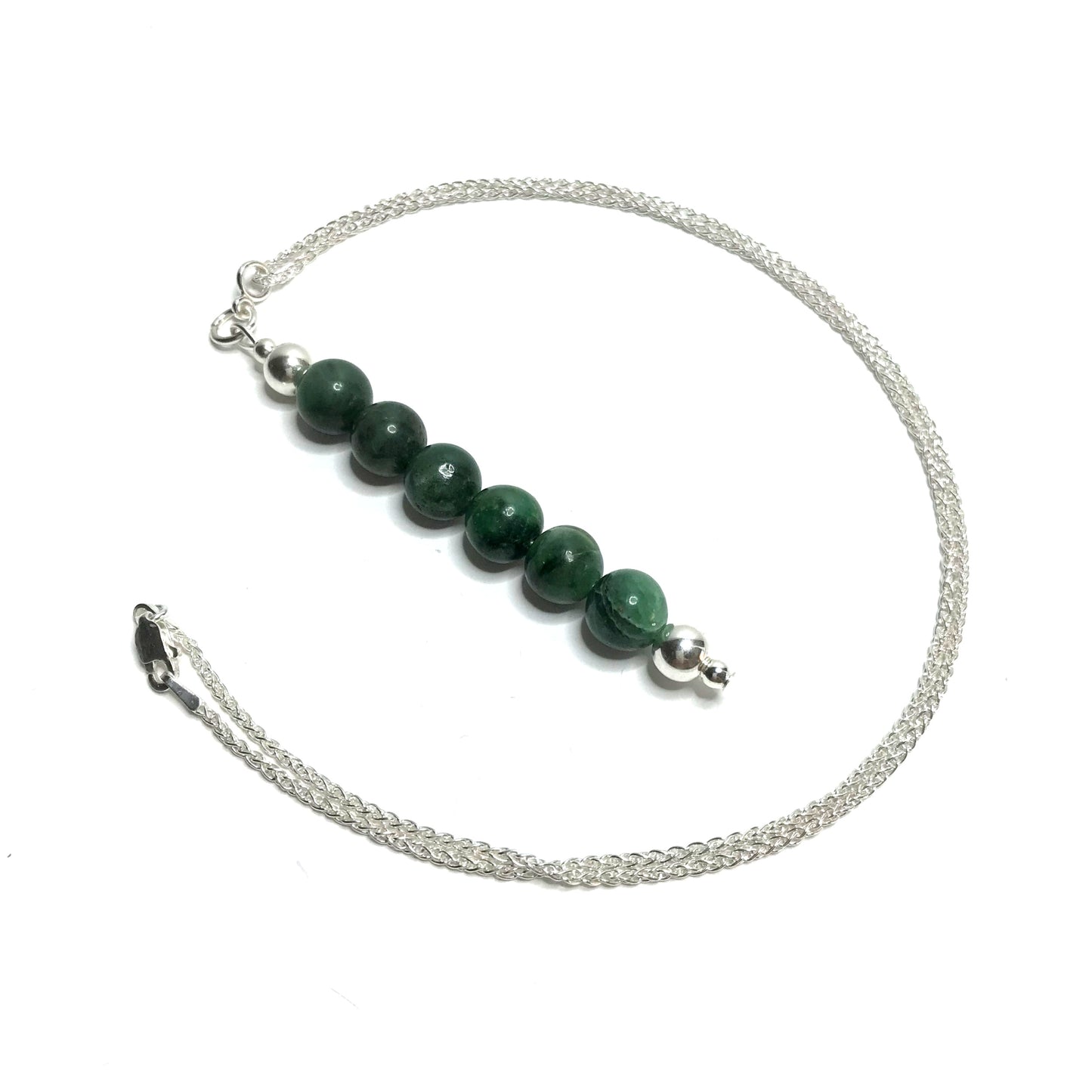 Handmade jade pendant on a sterling silver chain