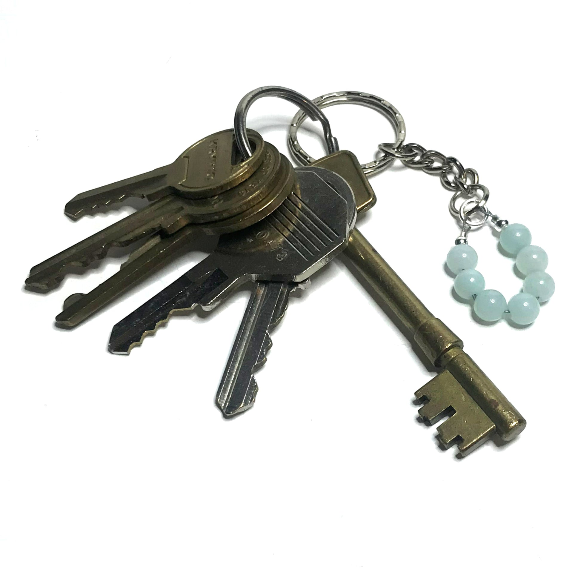 Gemstone keychain with a bunch of keys