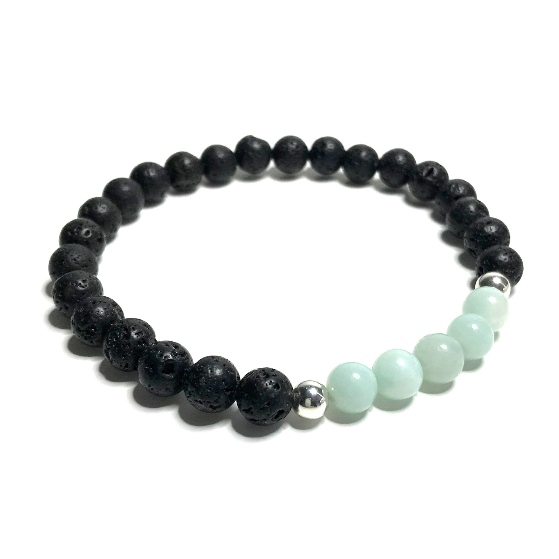 Amazonite bracelet with lava rock bracelet